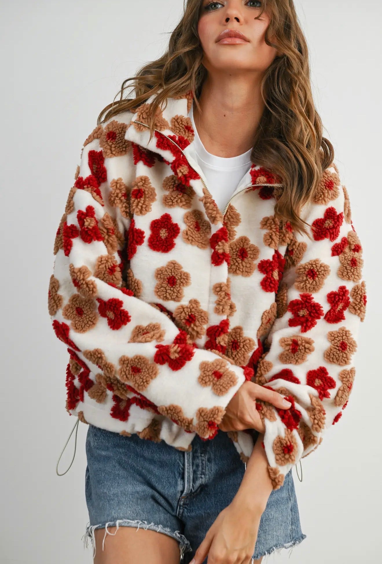 Collard Floral Zip - Front Jacket