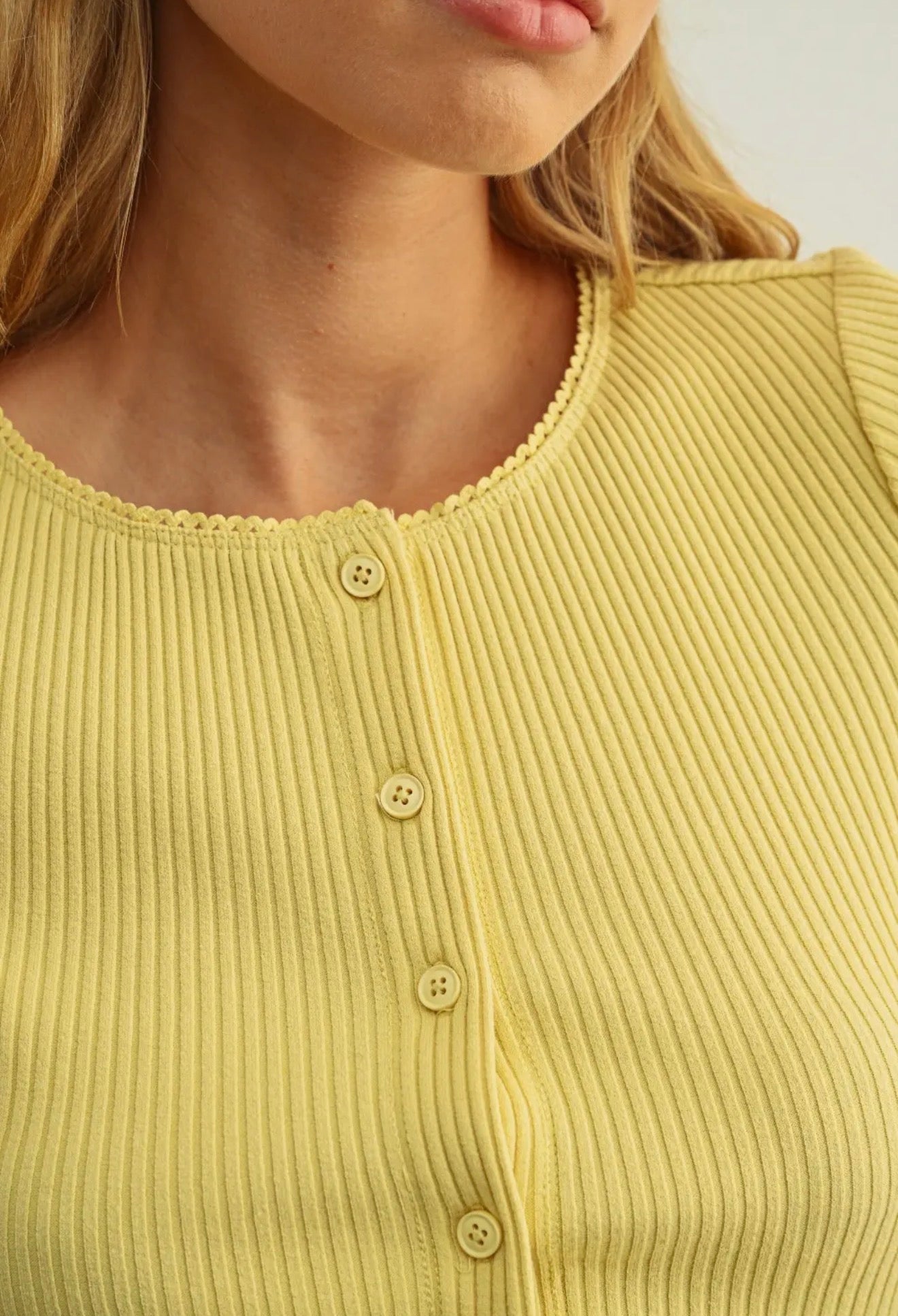 Front Button Ribbed Top