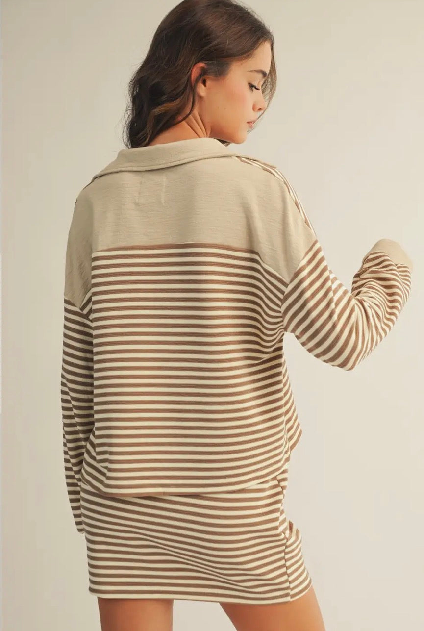 Sporty Striped Top & Skirt Set