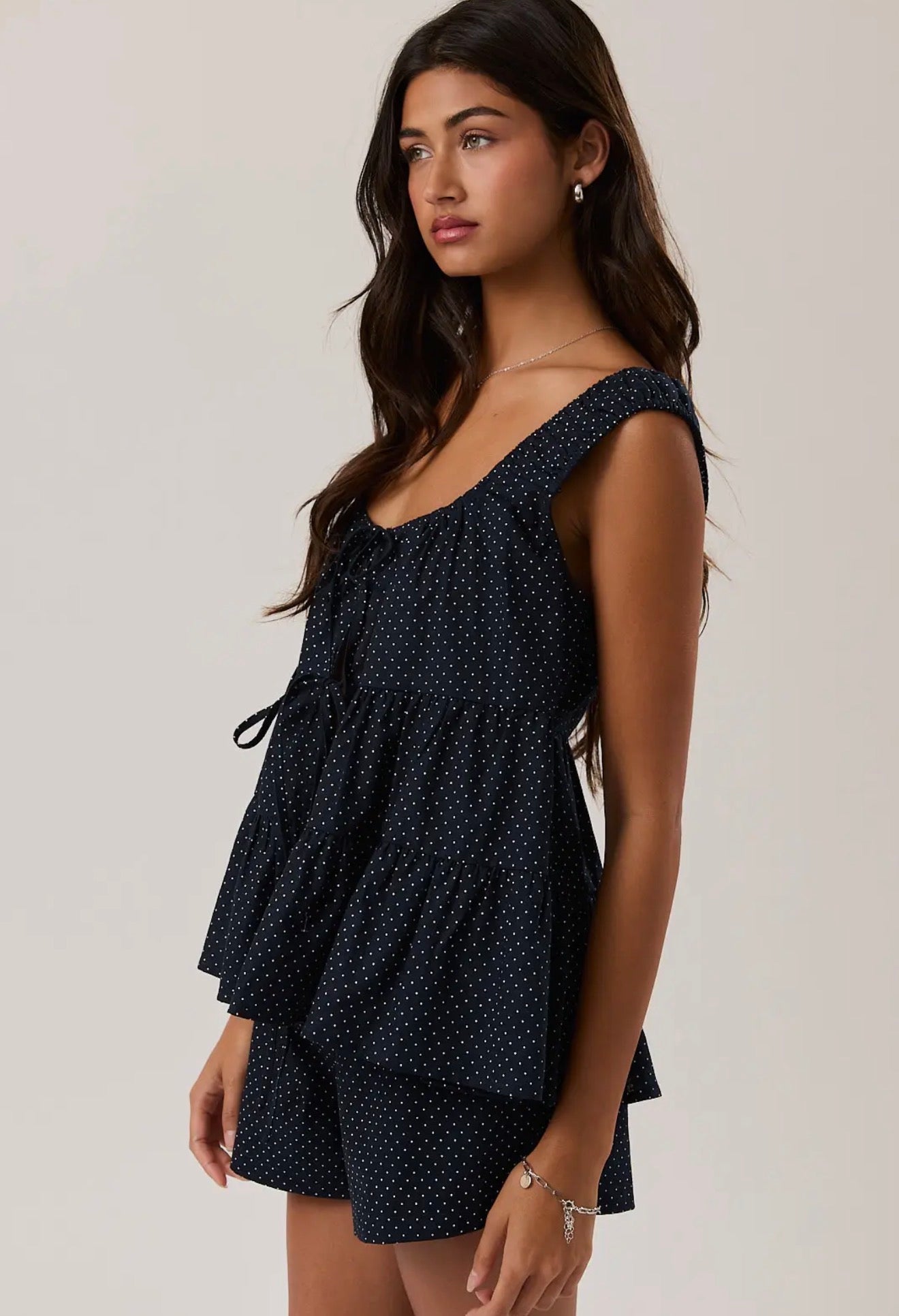 Front Tie Tiered Sleeveless Top
