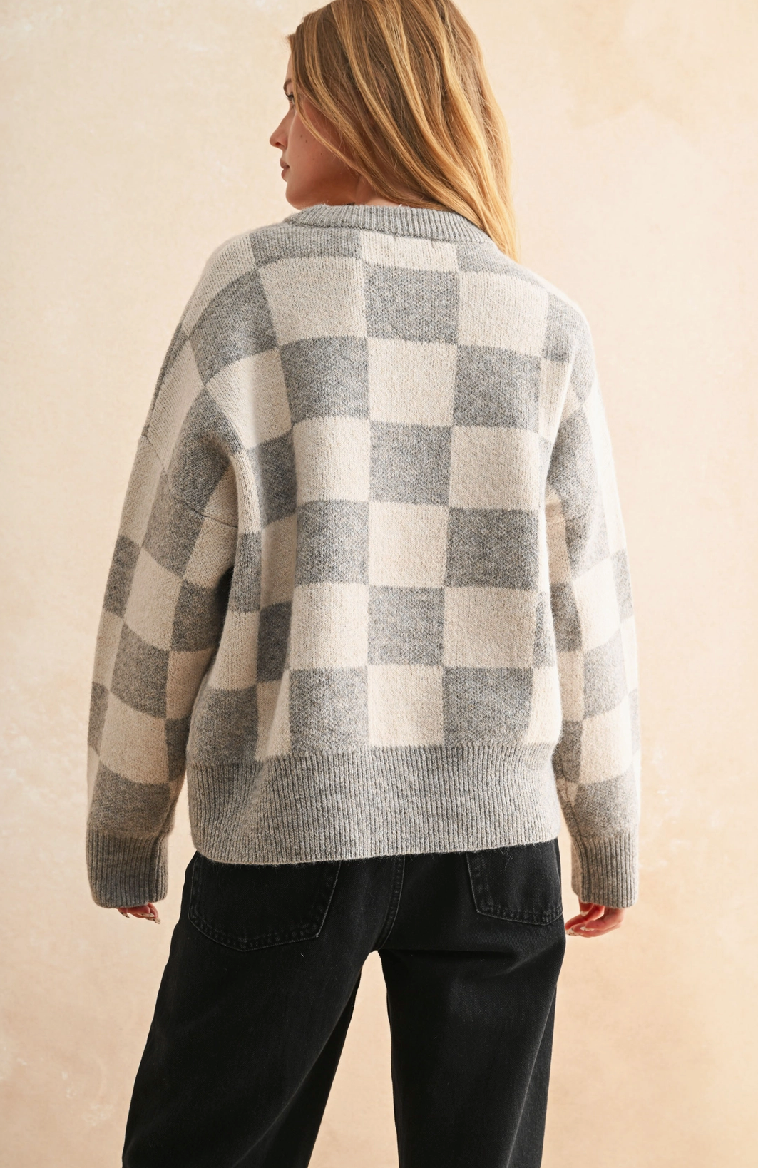 Checkered Cloud Knit Sweater