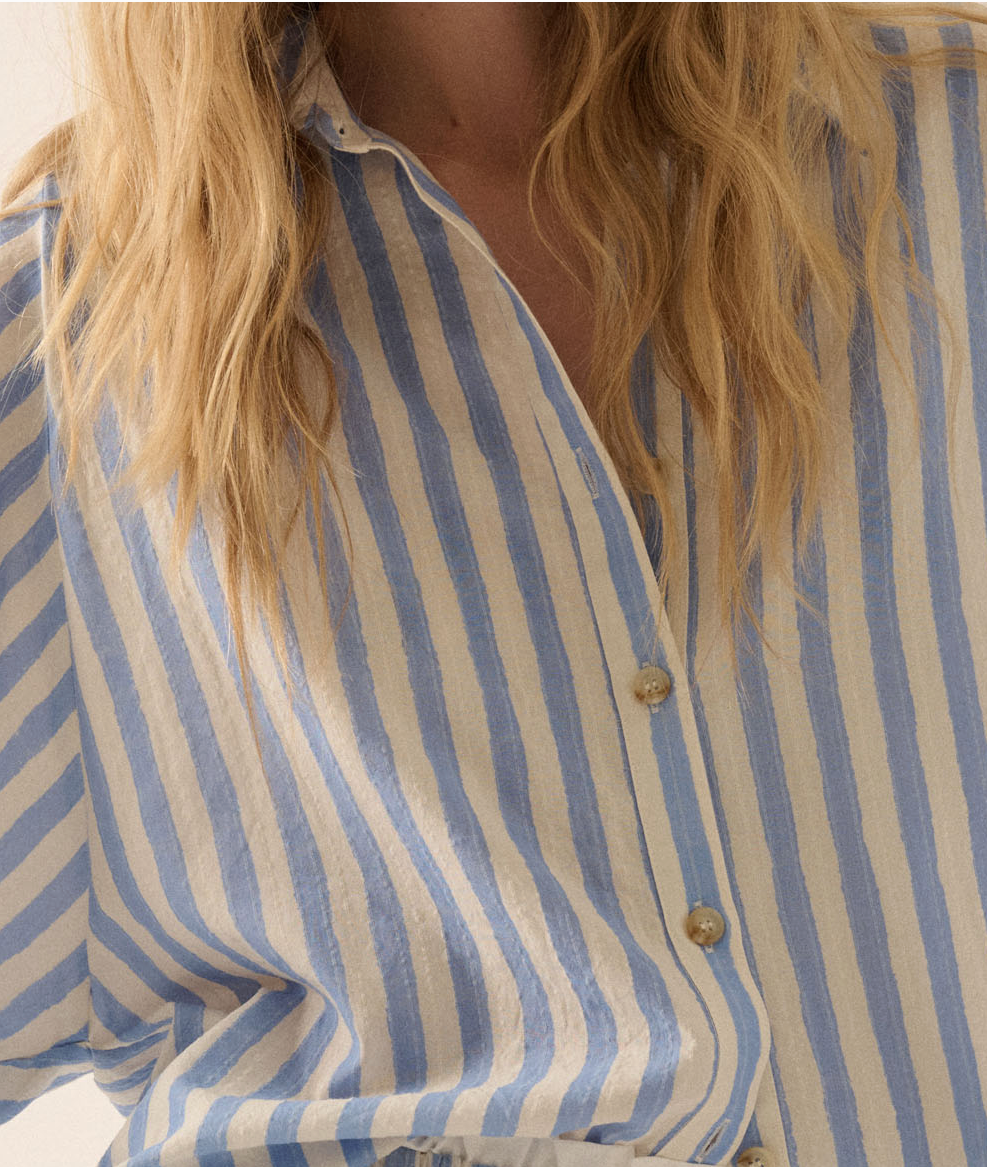 Striped Blue Button Up
