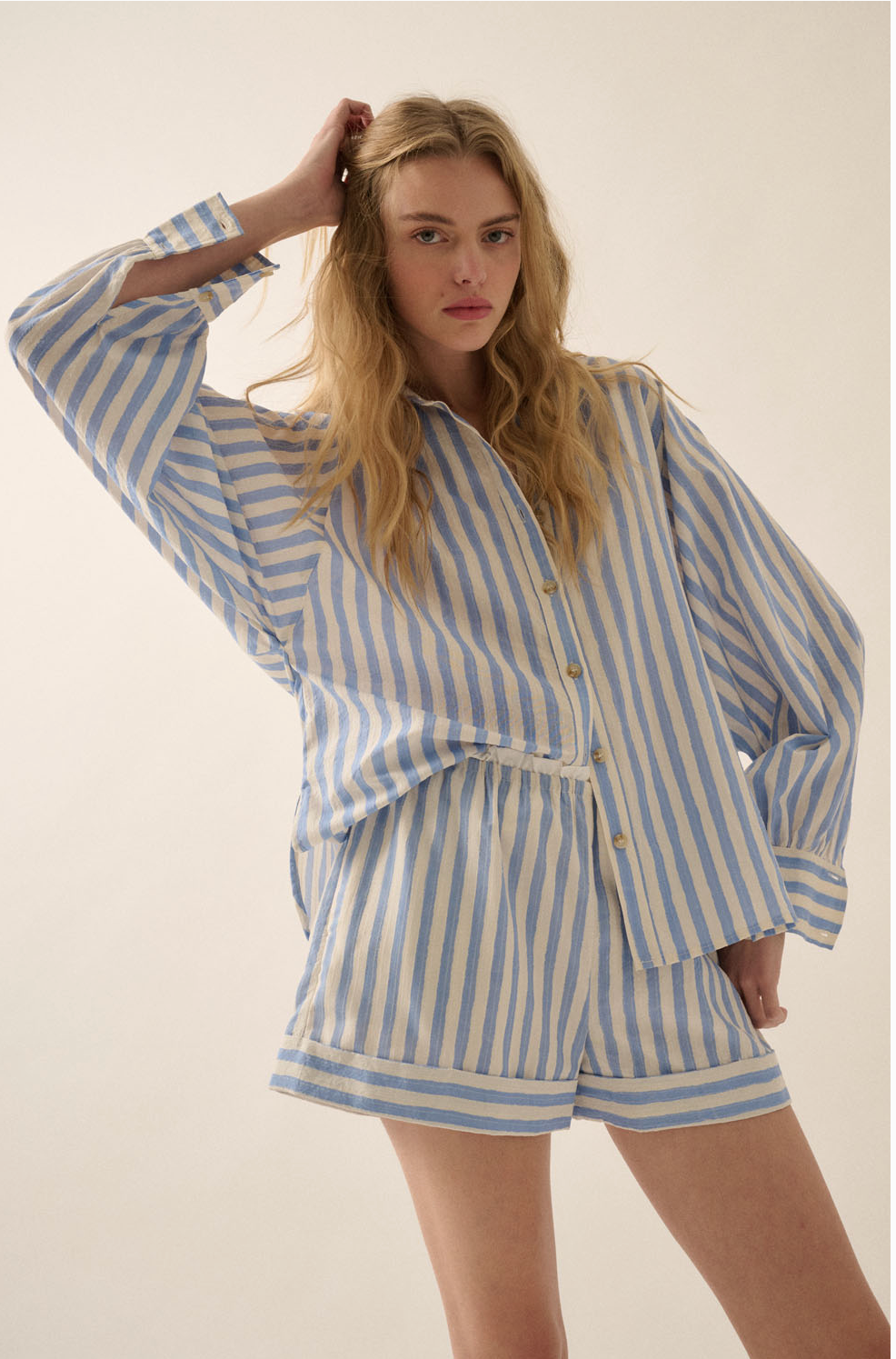 Striped Blue Button Up