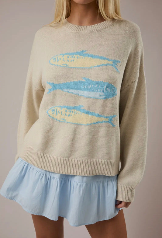 Round Neck 3 Sardines Sweater Top
