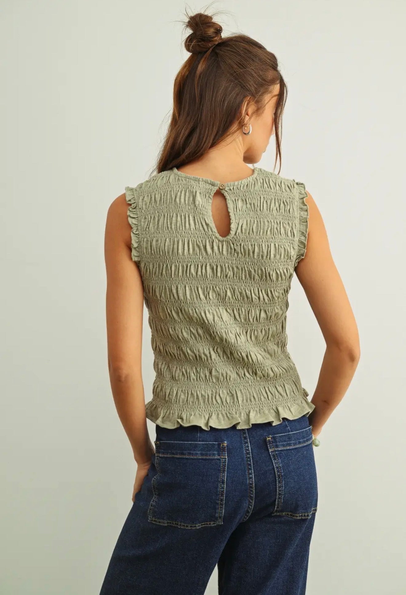 Sleeveless with All Over Smocking Top