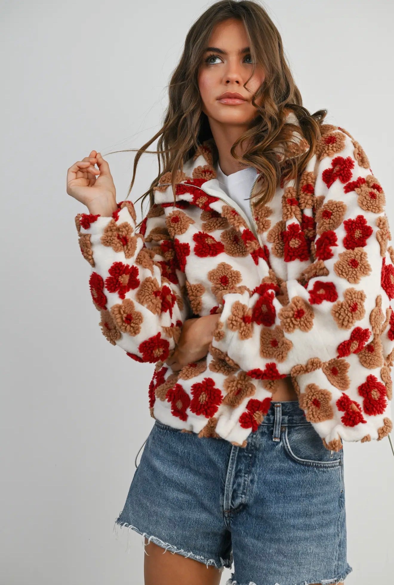 Collard Floral Zip - Front Jacket