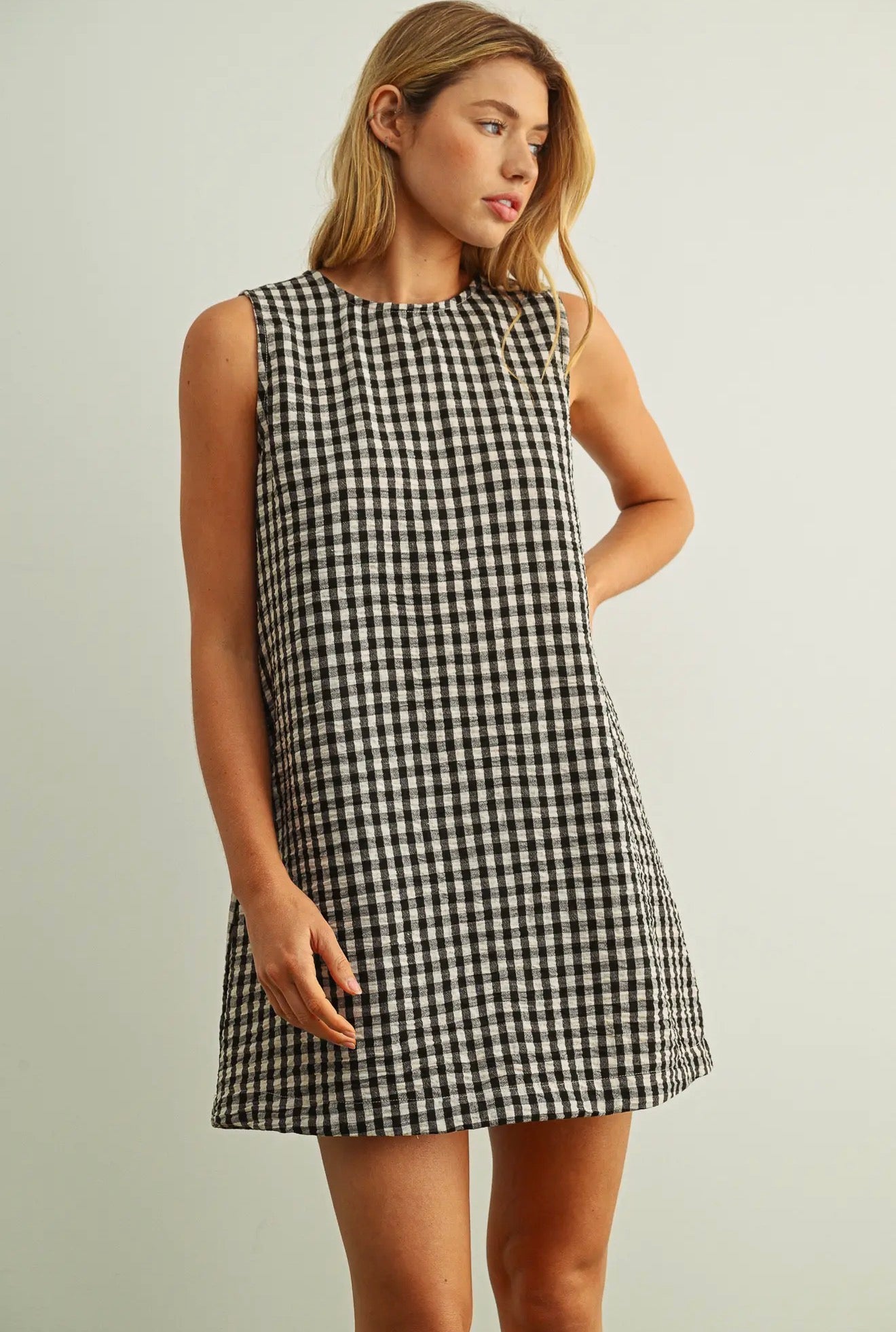 Gingham Pattern Open Back Detail Dress