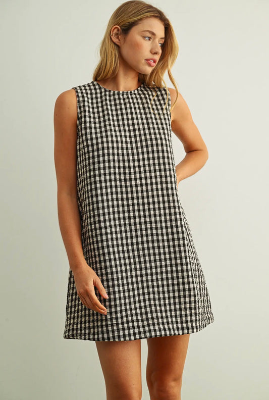 Gingham Pattern Open Back Detail Dress