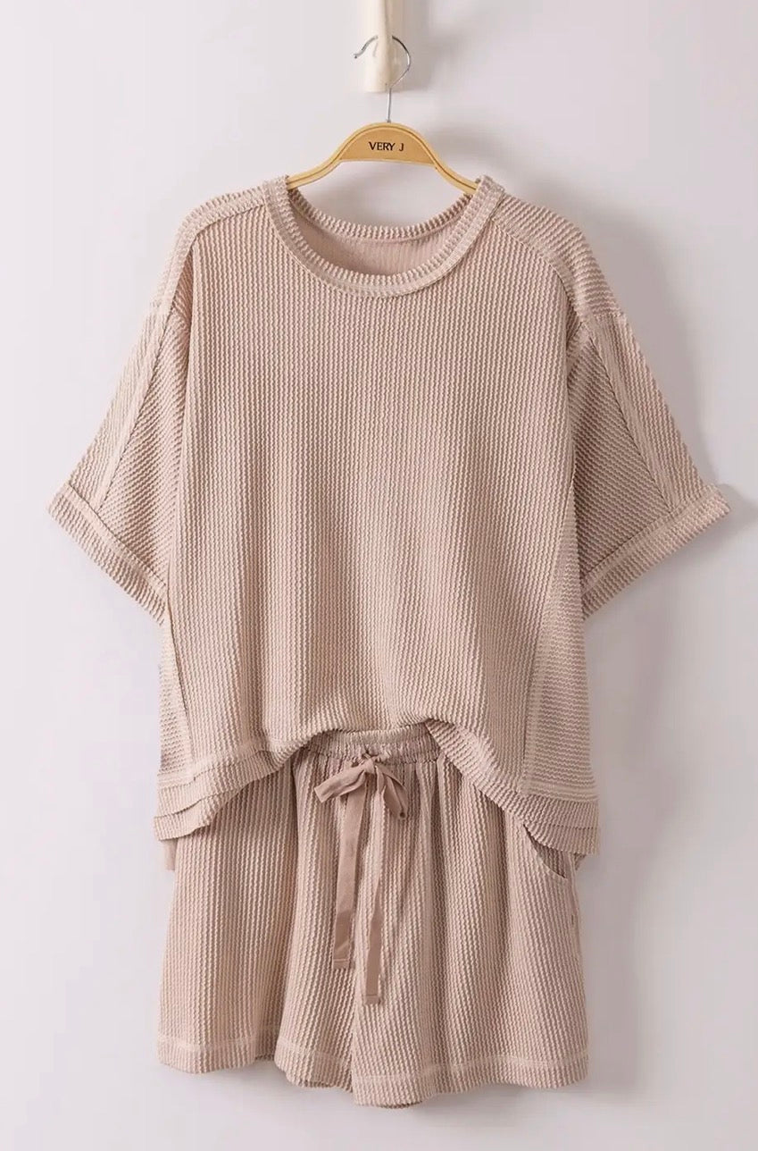 Ribbed Knit Top & Short Set