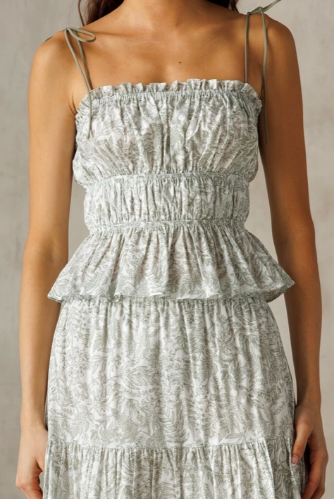 White Green Floral Tank