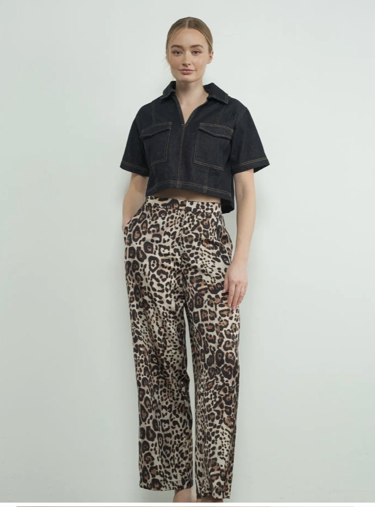 Satin Animal Print Pants