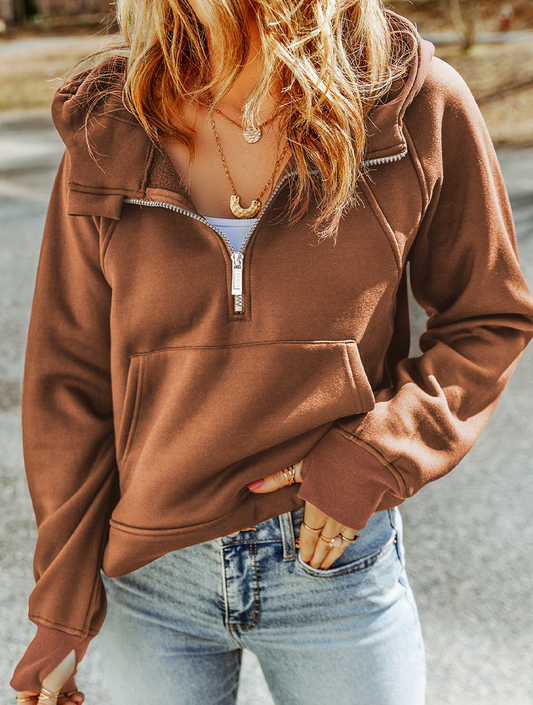 Zip Neck Crew Sweatshirt