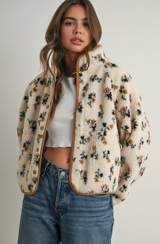 Floral Print Fleece Jacket