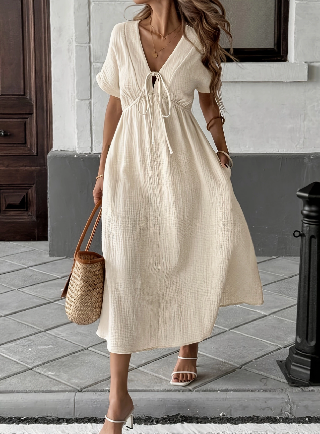 Textured Baby Doll Dress
