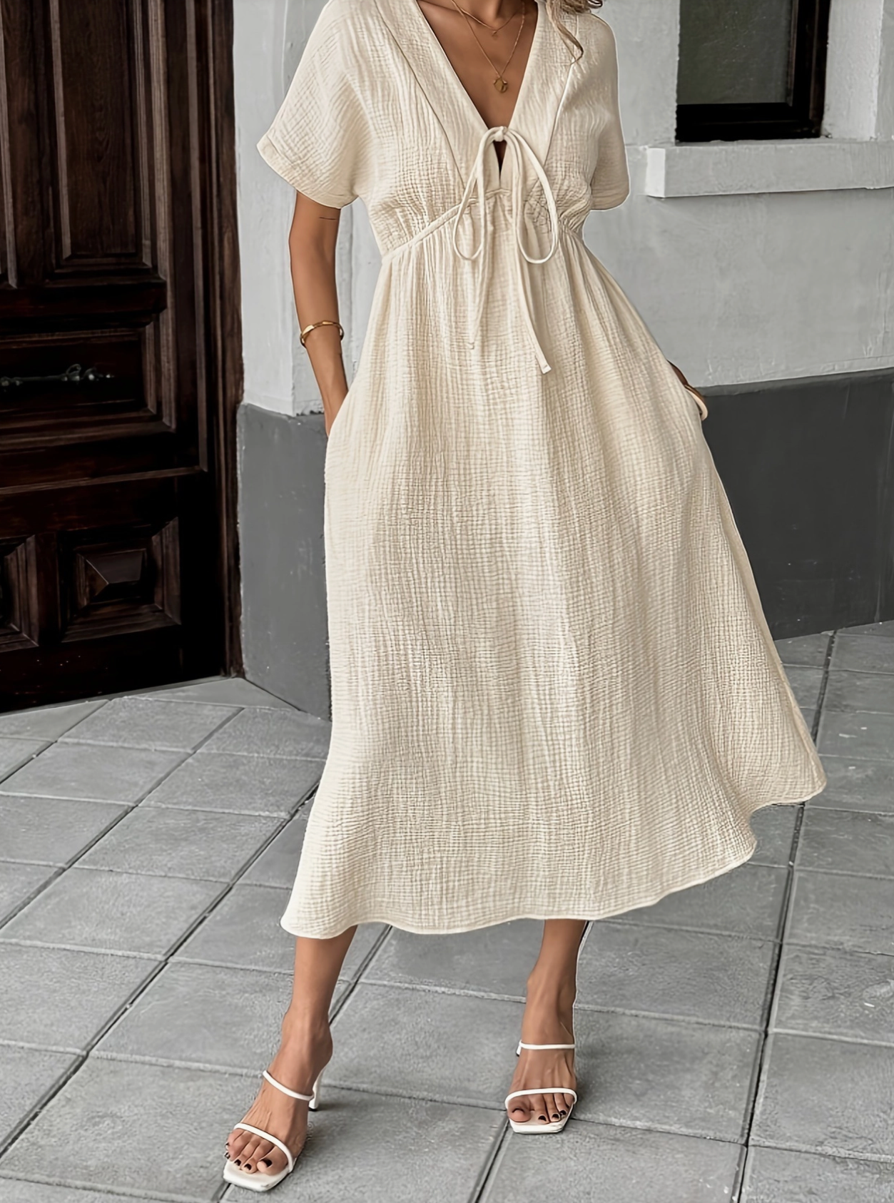 Textured Baby Doll Dress