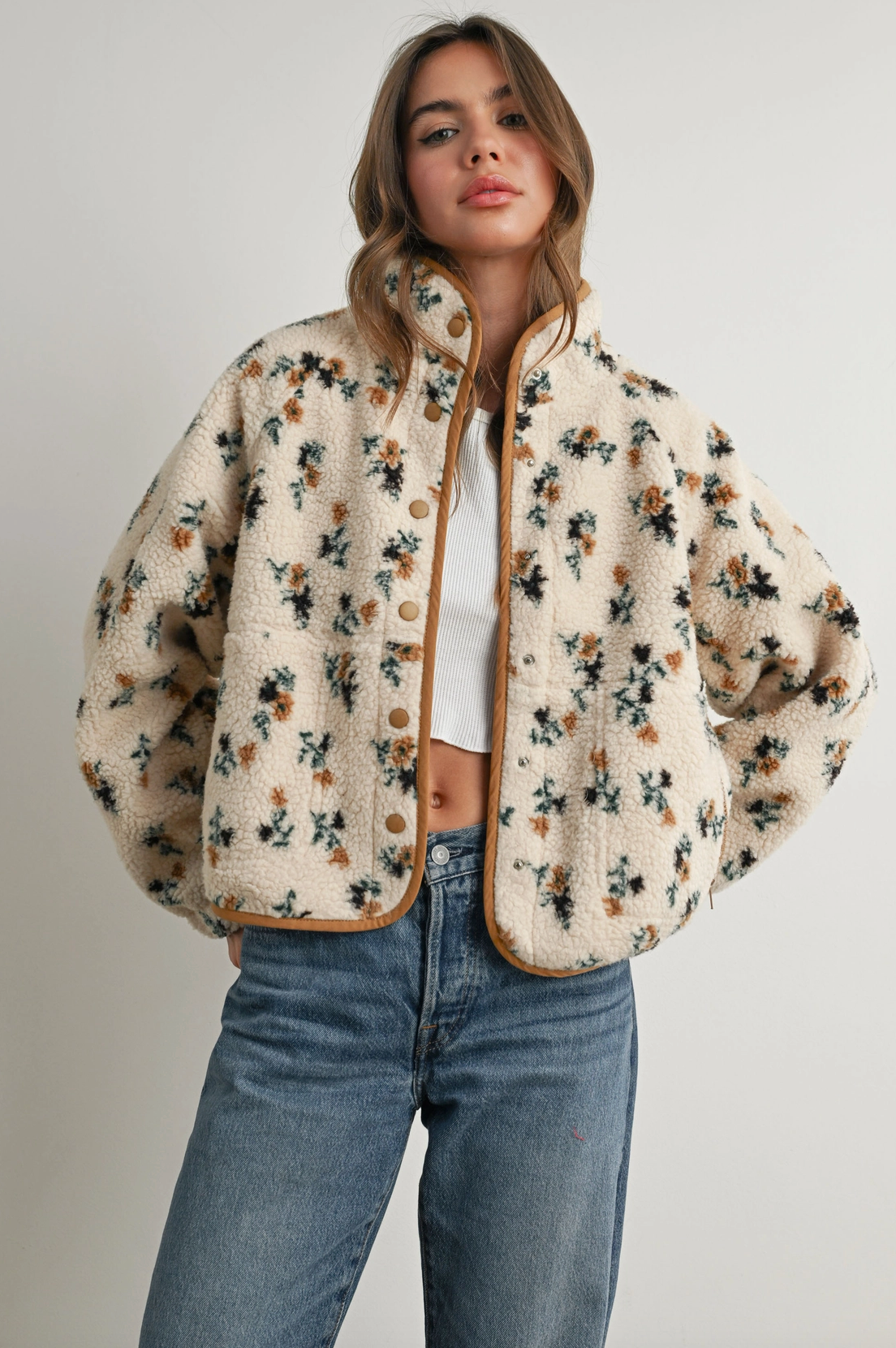 Floral Print Fleece Jacket