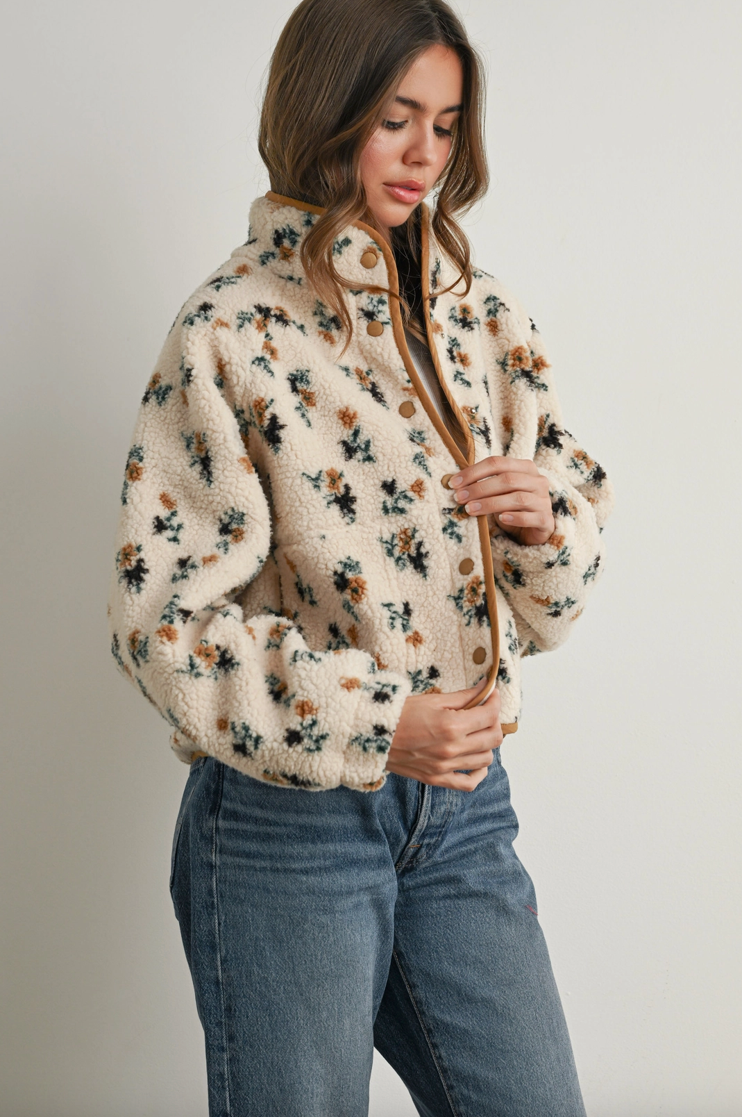 Floral Print Fleece Jacket