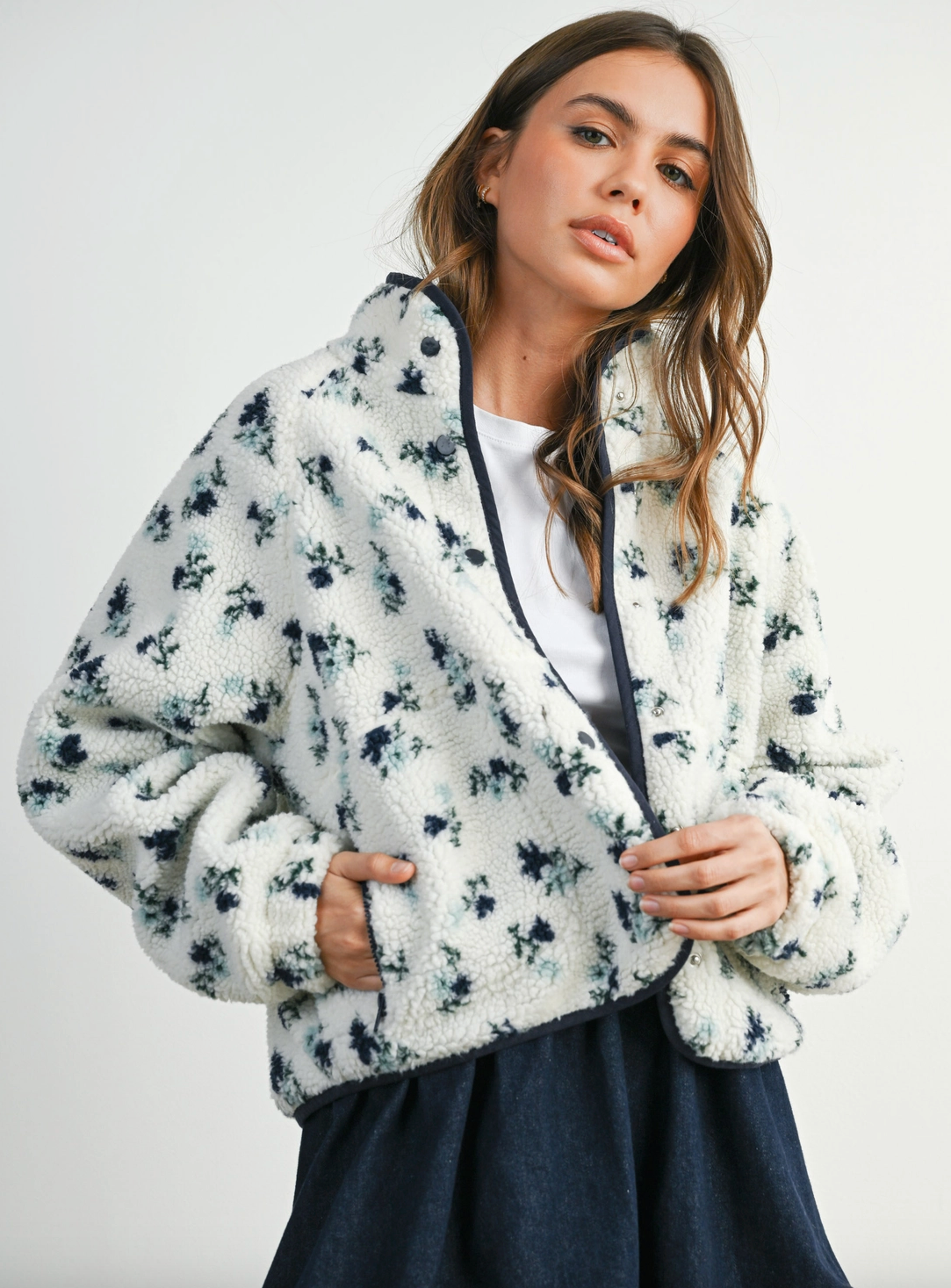 Ivory & Navy Floral Jacket