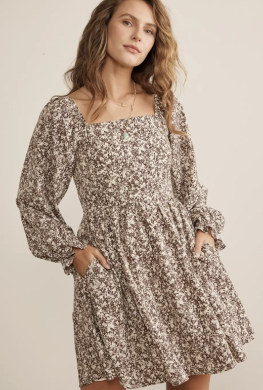 Floral square neck dress