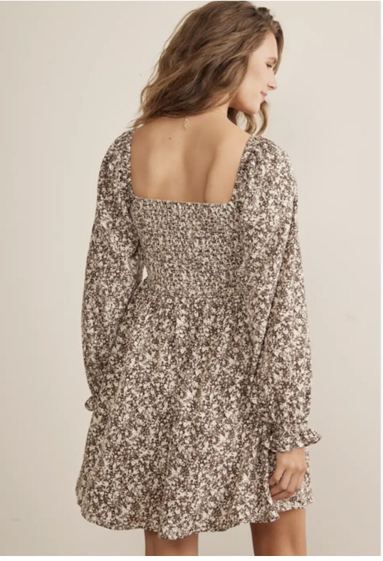 Floral square neck dress