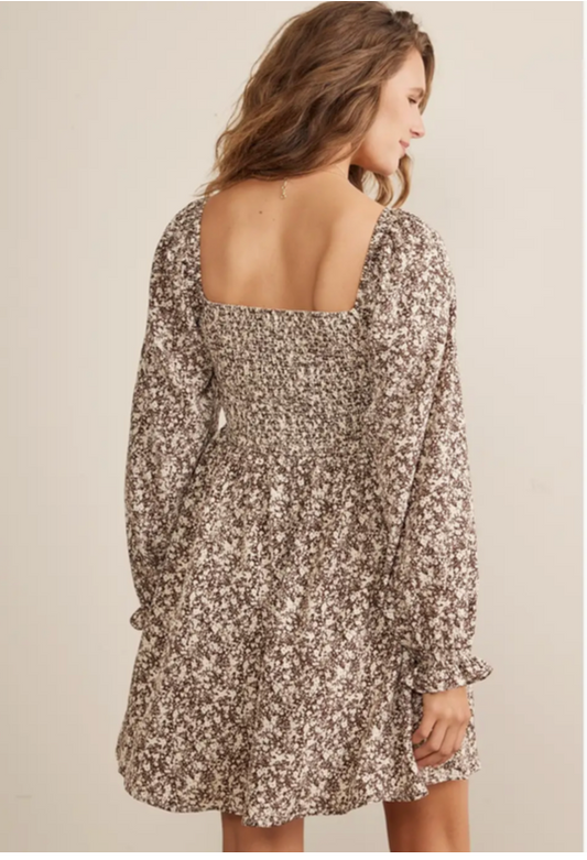 Floral square neck dress