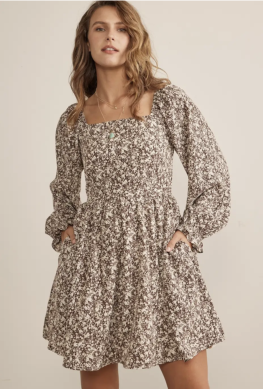 Floral square neck dress