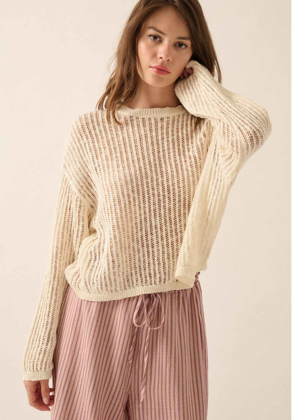 Open-Knit Oversized summer Sweater
